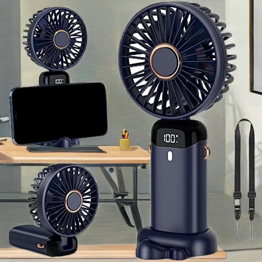 Rechargeable Hand Fan with LED Display| 5 Speed Modes Portable Mini Handy Fan for Kids & School Use
