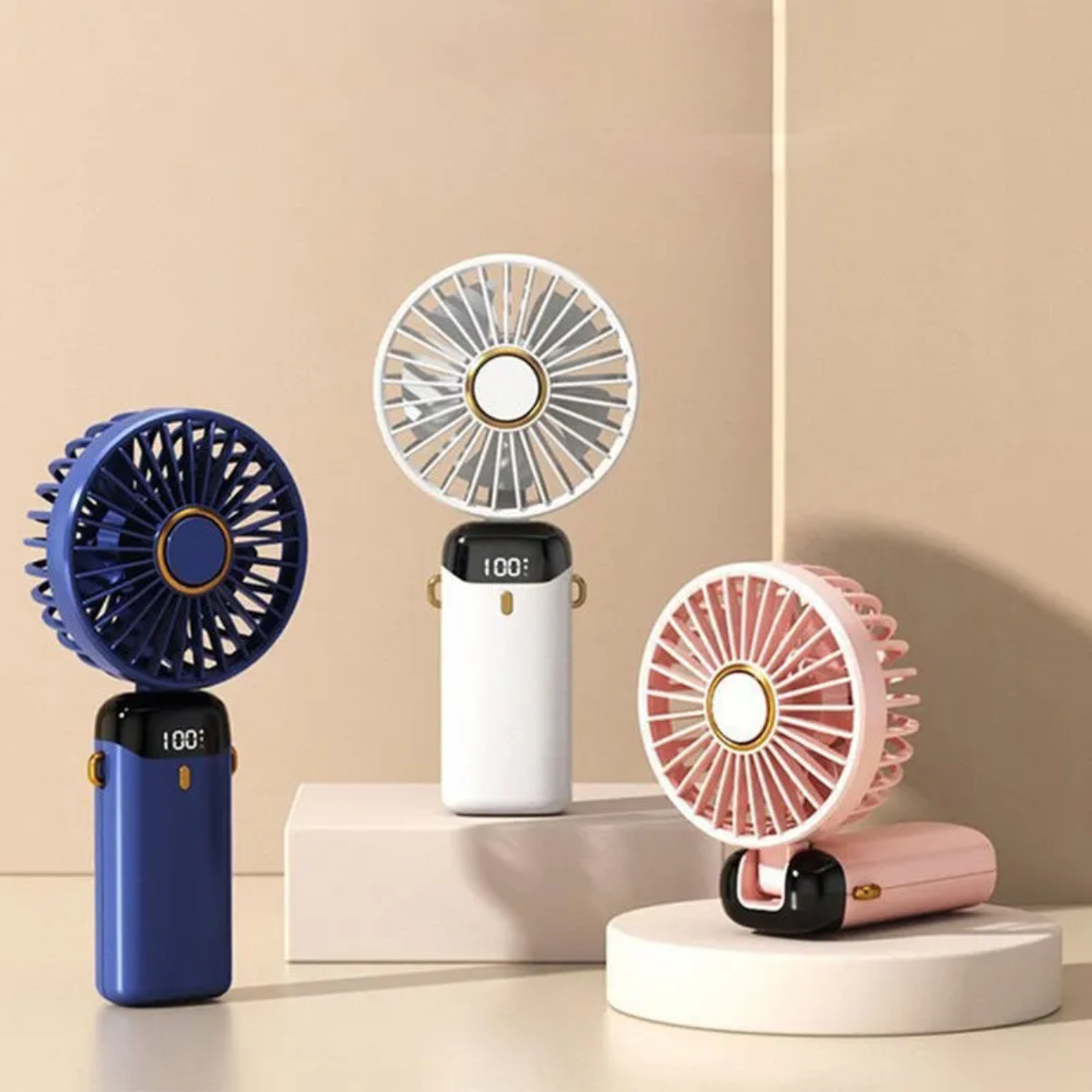 Rechargeable Hand Fan with LED Display| 5 Speed Modes Portable Mini Handy Fan for Kids & School Use