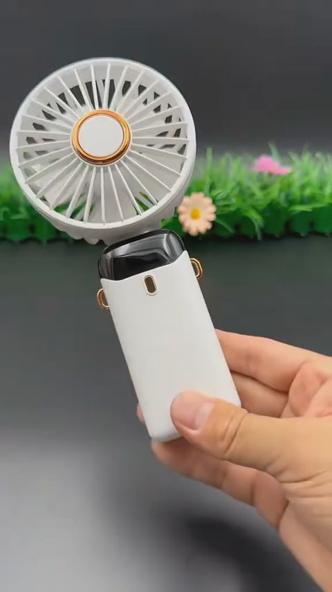 Rechargeable Hand Fan with LED Display| 5 Speed Modes Portable Mini Handy Fan for Kids & School Use
