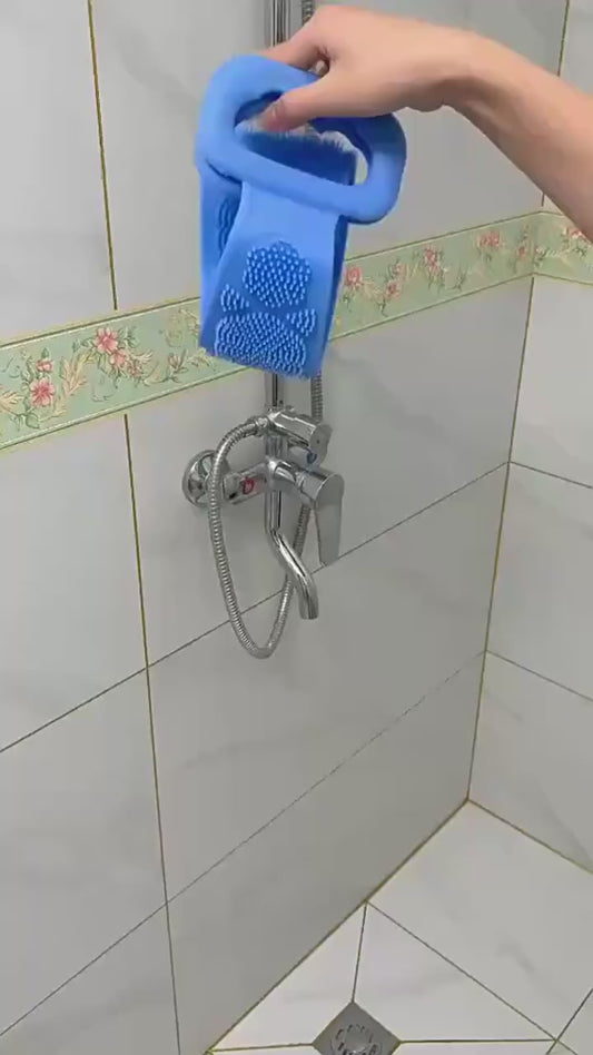 Silicone Back Scrubber Strap | Soft Exfoliating Body Wash Belt for Bath & Shower (Random Color)